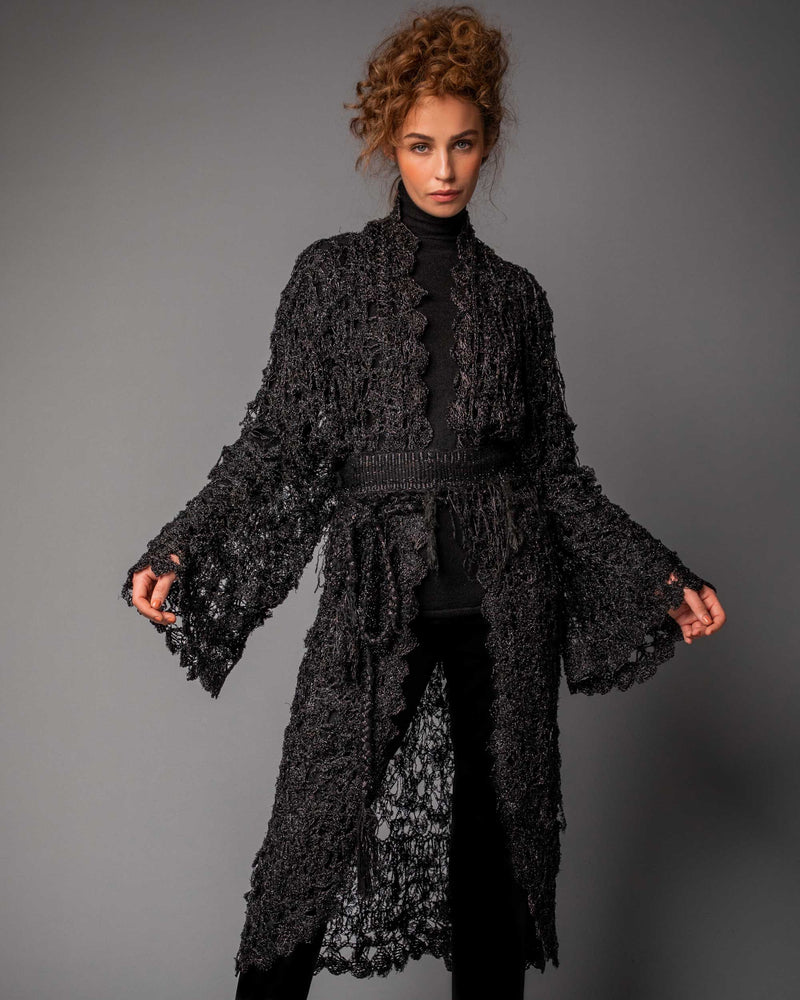 Black Crochet Lace Coat