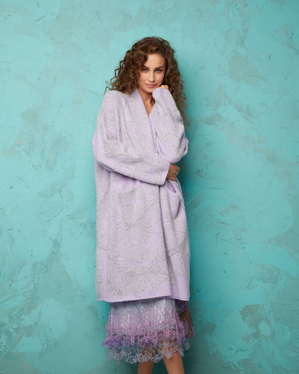 Embroidered Cocoon Coat