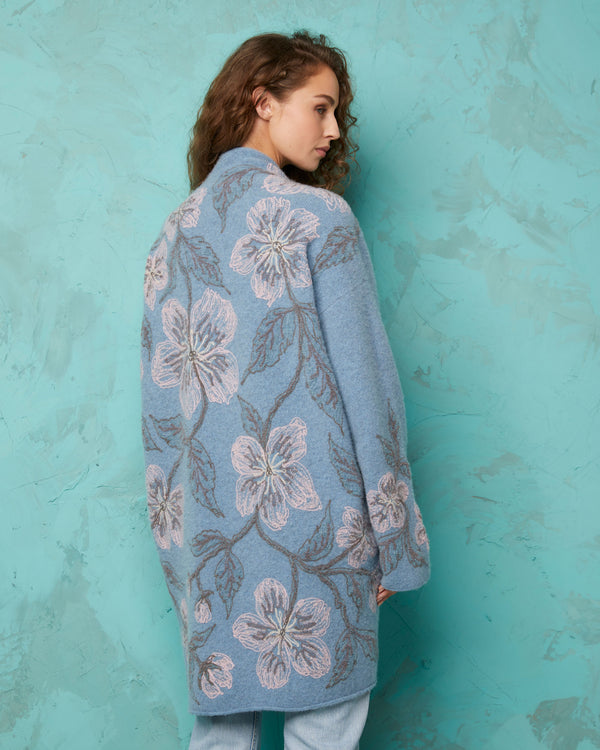 Embroidered Cashmere Cocoon Coat